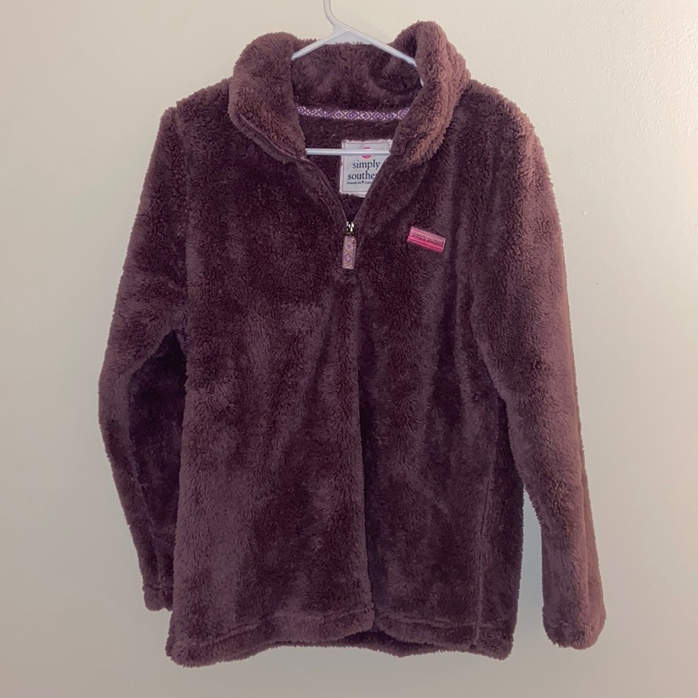 Purple teddy Quarter zip Simply southern small